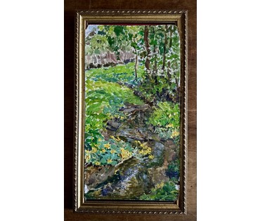 Жолток В.К "Ручеёк", этюд. Картон, масло. Размер с рамой 36,5х53 см. № 3801 (артикул №3801) - фото №4