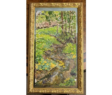 Жолток В.К "Ручеёк", этюд. Картон, масло. Размер с рамой 36,5х53 см. № 3801 (артикул №3801) - фото №2