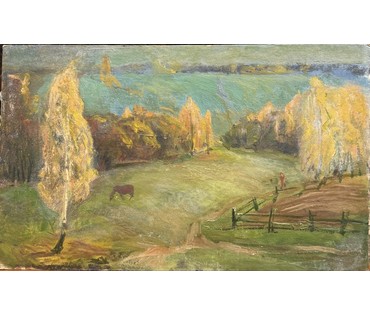 Борозна Л.Т "Пейзаж". Картон, масло. Размер с рамой 64х45 см. № 3841 (артикул №3841) - фото №2