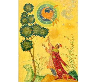 Вакуров И.П. Народный художник, основоположник Палехской школы. Каталожная миниатюра "Иван -царевич и жар-птица", 1946г. Размер 17х11,5 см. № 3832 (артикул №3832) - фото №3