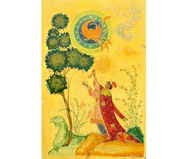 Вакуров И.П. Народный художник, основоположник Палехской школы. Каталожная миниатюра "Иван -царевич и жар-птица", 1946г. Размер 17х11,5 см. № 3832 (артикул №3832) - фото №5