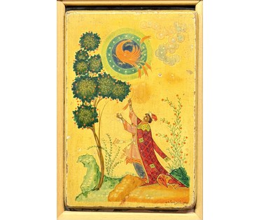 Вакуров И.П. Народный художник, основоположник Палехской школы. Каталожная миниатюра "Иван -царевич и жар-птица", 1946г. Размер 17х11,5 см. № 3832 (артикул №3832) - фото №2
