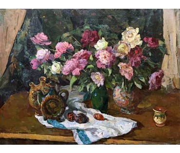 Кудревич Р.В. Народный художник. "Розы", холст, масло. Размер 120х90 см. № 3818 (артикул №3818) - фото №1