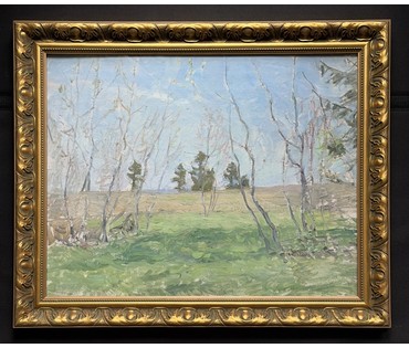 Бялыницкий-Бируля В.К "Весенняя зелень", 1930-е г.г. Экспертное заключение. Картон, масло. Размер с рамой 55х68 см. № 3820 (артикул №3820) - фото №7