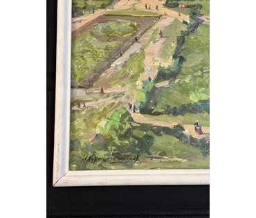 Корженевский А.С "Витебск.Площадь Черняховского", 1965г. Картон, масло. Размер с рамой 54х70 см. № 3827 (артикул №3827) - фото №6