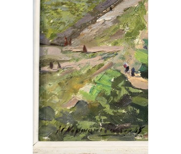 Корженевский А.С "Витебск.Площадь Черняховского", 1965г. Картон, масло. Размер с рамой 54х70 см. № 3827 (артикул №3827) - фото №9