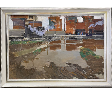 Данциг М.В. Каталожная работа "Трудовые будни", 1963г. Картон, темпера. Размер 68х100 см. № 3874 (артикул №3874) - фото №1