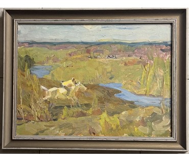 Козловский А.С.Этюд. Картон, масло. Размер с рамой 55,5х43 см. № 3890 (артикул №3890) - фото №1