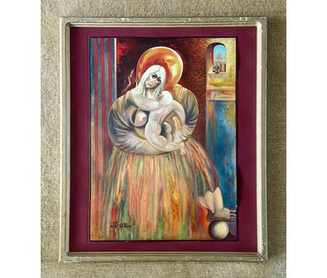 Скрипниченко Г.С. Каталожная работа "Маці", 1967г. Картон, масло. Размер с рамой и паспарту 65х55 см. № 3968 (артикул №3968) - фото №1