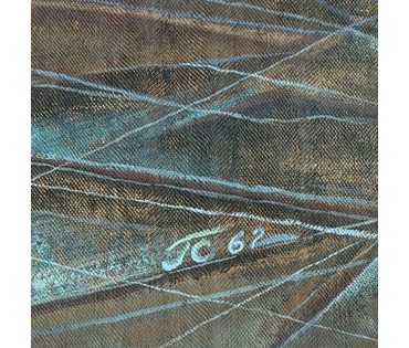Скрипниченко Г.С "Нафтасховішча", 1962 г. ДВП, масло. Размер с рамой 62,5х40 см. № 3981 (артикул №3981) - фото №3