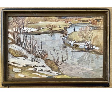 Катков С.П "Последний снег", холст, масло. Размер с рамой 100х68,5 см. № 3991 (артикул №3991) - фото №2