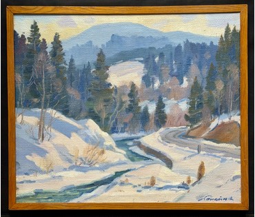 Сапатюк М.М "Пейзаж", холст, масло. Размер с родной рамой 61х52 см. № 3999 (артикул №3999) - фото №1