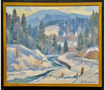 Сапатюк М.М "Пейзаж", холст, масло. Размер с родной рамой 61х52 см. № 3999 (артикул №3999) - фото №2