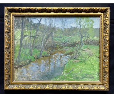 Бялыницкий-Бируля В.К "Весна.Ручей",1930-е г.г. Картон, масло. Размер с рамой 68х54 см. № 4006 (артикул №4006) - фото №1
