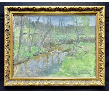 Бялыницкий-Бируля В.К "Весна.Ручей",1930-е г.г. Картон, масло. Размер с рамой 68х54 см. № 4006 (артикул №4006) - фото №2