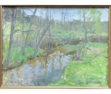 Бялыницкий-Бируля В.К "Весна.Ручей",1930-е г.г. Картон, масло. Размер с рамой 68х54 см. № 4006 (артикул №4006) - фото №3