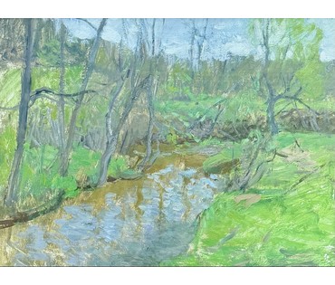 Бялыницкий-Бируля В.К "Весна.Ручей",1930-е г.г. Картон, масло. Размер с рамой 68х54 см. № 4006 (артикул №4006) - фото №4