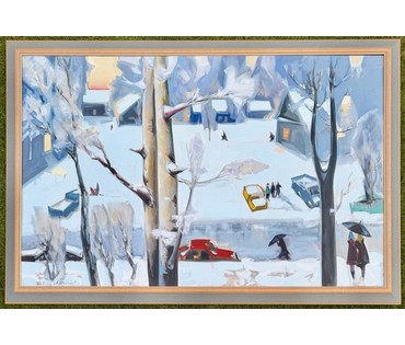 Щемелёв Л.Д "Завулак Якуба Коласа", 2001 г. Холст, масло. Размер с родной рамой 153х103 см. № 4057 (артикул №4057) - фото №10