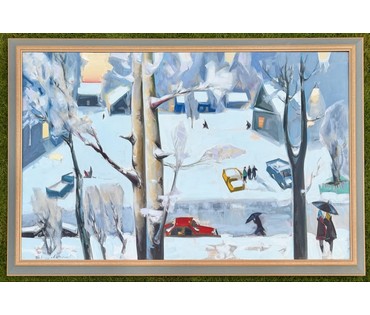 Щемелёв Л.Д "Завулак Якуба Коласа", 2001 г. Холст, масло. Размер с родной рамой 153х103 см. № 4057 (артикул №4057) - фото №6