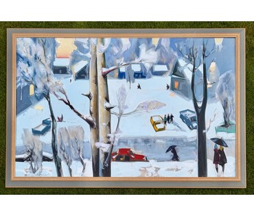 Щемелёв Л.Д "Завулак Якуба Коласа", 2001 г. Холст, масло. Размер с родной рамой 153х103 см. № 4057 (артикул №4057) - фото №1