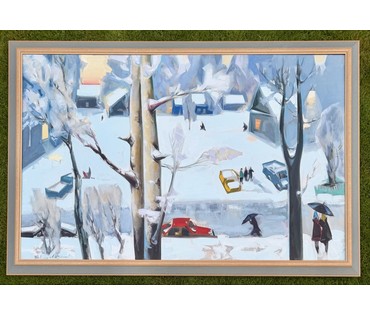 Щемелёв Л.Д "Завулак Якуба Коласа", 2001 г. Холст, масло. Размер с родной рамой 153х103 см. № 4057 (артикул №4057) - фото №2