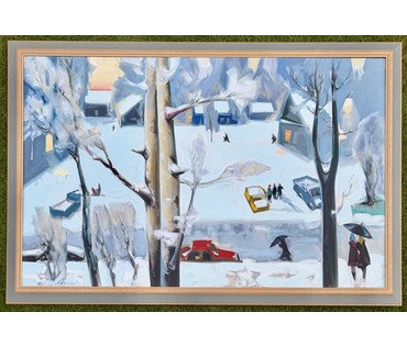 Щемелёв Л.Д "Завулак Якуба Коласа", 2001 г. Холст, масло. Размер с родной рамой 153х103 см. № 4057 (артикул №4057) - фото №3