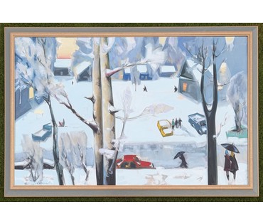 Щемелёв Л.Д "Завулак Якуба Коласа", 2001 г. Холст, масло. Размер с родной рамой 153х103 см. № 4057 (артикул №4057) - фото №4