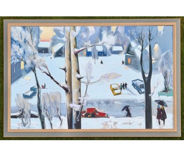 Щемелёв Л.Д "Завулак Якуба Коласа", 2001 г. Холст, масло. Размер с родной рамой 153х103 см. № 4057 (артикул №4057) - фото №5