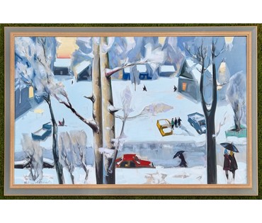 Щемелёв Л.Д "Завулак Якуба Коласа", 2001 г. Холст, масло. Размер с родной рамой 153х103 см. № 4057 (артикул №4057) - фото №7