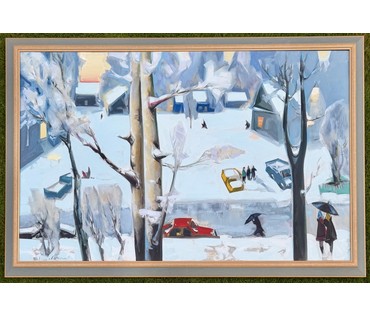 Щемелёв Л.Д "Завулак Якуба Коласа", 2001 г. Холст, масло. Размер с родной рамой 153х103 см. № 4057 (артикул №4057) - фото №8