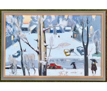 Щемелёв Л.Д "Завулак Якуба Коласа", 2001 г. Холст, масло. Размер с родной рамой 153х103 см. № 4057 (артикул №4057) - фото №9