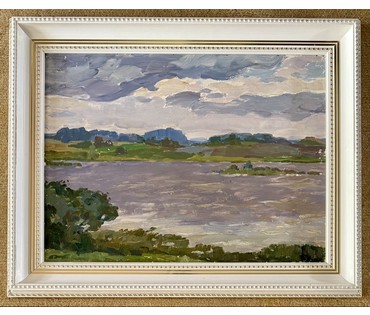 Данциг М.В "Холодный ветер", 1985 г. Картон, масло. Размер с рамой 82х65 см. № 4059 (артикул №4059) - фото №1