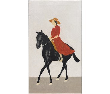 Лисовский А.С "Всадница в красном", холст, акрил. Размер 70х40 см. № 4061 (артикул №4061) - фото №1