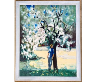 Щемелёв Л.Д "Весна Нарочанская", 2009 г. Холст, масло. Размер с рамой 110х90 см. № 4063 (артикул №4063) - фото №1