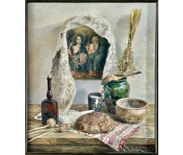 Ходорович В.П "Хлеб", 1985 г. Холст, масло. Размер с рамой 63,5х73,5 см. № 4082 (артикул №4082) - фото №4