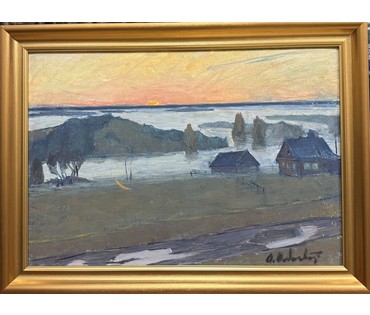 Козловский А.С "Рассвет". Картон, масло. Размер с рамой 41,5х57 см. № 4084 (артикул №4084) - фото №1