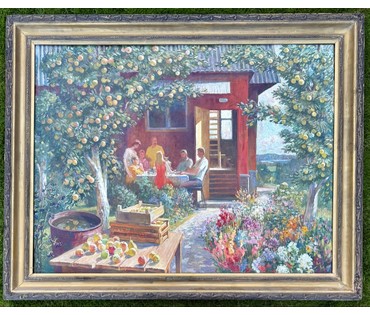 Меренков М.А "Яблочный Спас", 2005 г. Холст, масло. Размер с родной рамой 128х103,5 см. № 4095 (артикул №4095) - фото №3