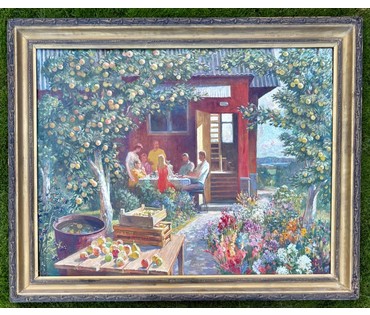 Меренков М.А "Яблочный Спас", 2005 г. Холст, масло. Размер с родной рамой 128х103,5 см. № 4095 (артикул №4095) - фото №2