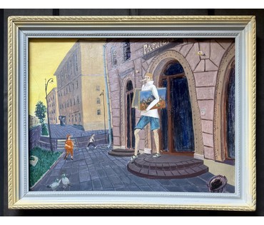 Маслова У.А "Охотник за Кляйном. Иностранец", 2026 г. Холст, масло. Размер 59,7х79,7 см. № 4098 (артикул №4098) - фото №5