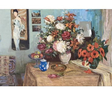 Фетисов И.Я "Натюрморт в интерьере", 1977 г. Холст, масло. Размер 125х86 см. № 4099 (артикул №4099) - фото №2