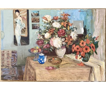 Фетисов И.Я "Натюрморт в интерьере", 1977 г. Холст, масло. Размер 125х86 см. № 4099 (артикул №4099) - фото №4