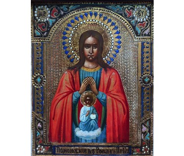 Икона "Пресвятая Богородица Поможения Родам"; Россия, 19ый век; №153