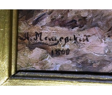 Мещерский А. "Летний пейзаж", 1860 год. Холст, масло. Размер с рамой 42х54 см. (артикул №171) - фото №3