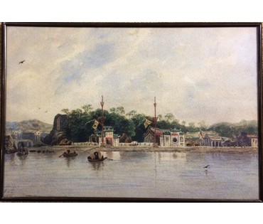 Акварель,"Китай" 1875 год. Размер 26х38 см.с рамкой. (артикул №199) - фото №1