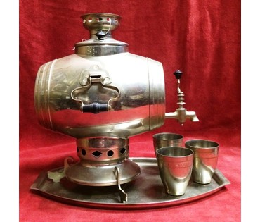 Самоварчик "Жигули" с подносом и 3 стопками. №15