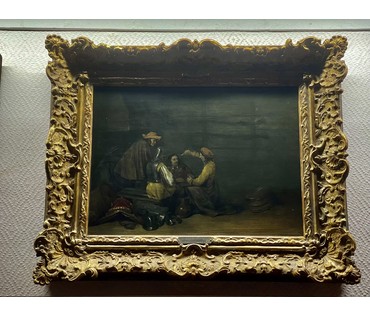 Gerard ter Borch (1617-1681). Голландия, "Солдаты, играющие в карты", дубовая панель, паркетаж, масло. Размер с рамой 57х67 см. (артикул №221) - фото №3