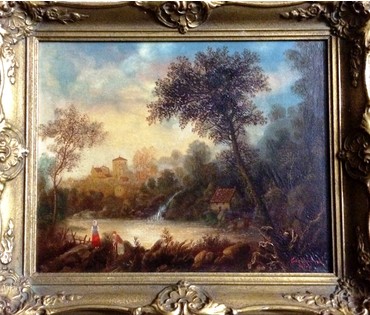 Картина "Домик у озера". Carios Riva; Вена. 1-я пол.20в.; Австрия; №237 НЕТ В НАЛИЧИИ