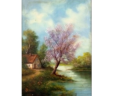 Картина "Весенний пейзаж". Baues Ludovic(1864-1937); Бельгия (артикул №245) - фото №1