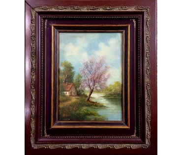 Картина "Весенний пейзаж". Baues Ludovic(1864-1937); Бельгия (артикул №245) - фото №2
