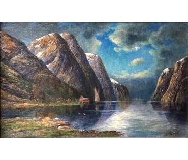 Картина "Фьорд". Rescalli Don Angelo (1884-1956). Италия. (артикул №251) - фото №2